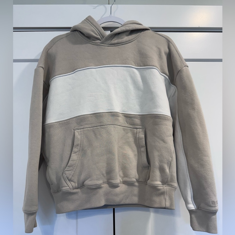 Hollister Tan and White Hoodie